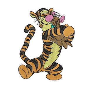 Teigetje knuffelen Roo machineborduurontwerp, Disney Design, borduurpatroon tijger en kangoeroe cartoon, personageontwerp Winnie de Poeh