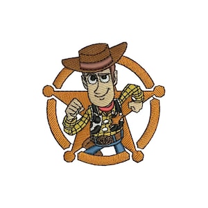 Woody Sheriff Badge Machine Embroidery Design, Disney Design, Cartoon Embroidery Pattern, Toy Story Character Design, Woody Embroidery