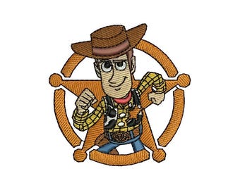 Odznaka Woody'ego Szeryfa – projekt haftu maszynowego, projekt Disneya, wzór do haftu kreskówkowego, projekt postaci z Toy Story, haft Woody'ego