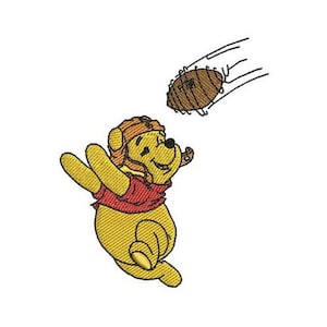 Football Player Winnie The Pooh in Helmet Machine Embroidery Design, Disney Character, Cartoon Embroidery Pattern, Pooh Teddy Bear Character