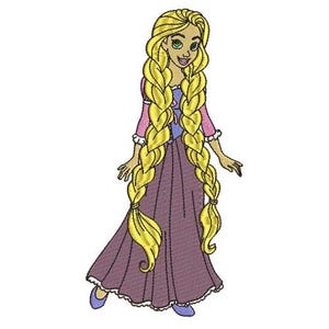 Motif de broderie machine tressé Raiponce, dessins de personnages Disney, motif de broderie dessin animé, motif princesse Disney, personnage emmêlé