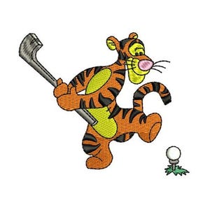 Tigger Kicking Golf Machine Embroidery Design, Disney Design, Cartoon Tiger Embroidery Pattern, Winnie The Pooh Character Design
