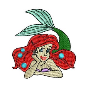 Princess Ariel Laying Down Machine Embroidery Design - 2 sizes, Disney Little Mermaid Character Embroidery Pattern, Ariel Embroidery Design
