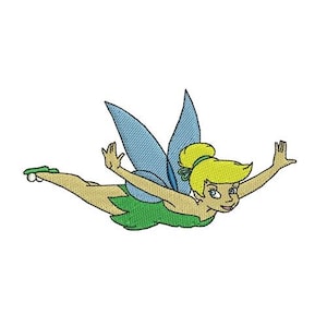 Flying Tinker Bell Machine Embroidery Design - 3 sizes, Disney Character Design, Cartoon Embroidery Pattern, Peter Pan Character Design
