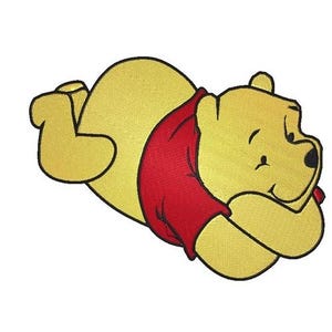 Winnie The Pooh Laying Machine Embroidery Design, Pooh Teddy Bear Embroidery, Disney Animal Character, Cartoon Embroidery Pattern