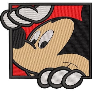 Peeking Mickey Mouse Face Machine Embroidery Design - 3 sizes, Disney Character Design, Mickey & Friends Character Embroidery Pattern