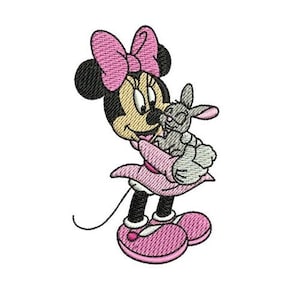 Minnie Mouse Holding Bunny Machine Embroidery Design, Disney Design, Cartoon Pattern, Mickey & Friends Character, Minnie Mouse Embroidery
