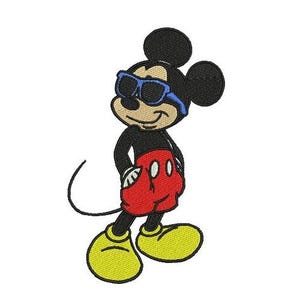 Cool Mickey Mouse with Sunglasses Machine Embroidery Design - 2 sizes, Disney Design, Mickey & Friends Embroidery Pattern, Trendy Mickey