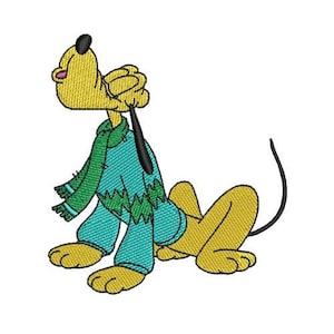 Winter Pluto in Sweater Machine Embroidery Design, Disney Design, Cartoon Embroidery Pattern, Mickey & Friends Character Design