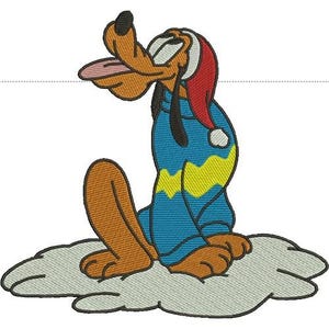 Christmas Santa Pluto in Winter Sweater Machine Embroidery Design, Disney Character Design, Cartoon Dog Embroidery Pattern, Mickey & Friends