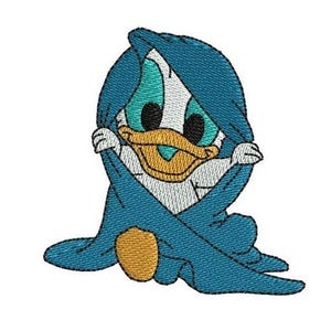 Donald Duck Wrapped in Blanket Machine Embroidery Design - 2 sizes, Cartoon Embroidery Pattern, Donald Duck Embroidery, Disney Design