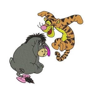 Eeyore & Tigger Playing Machine Embroidery Design, Shy Donkey Character Design, Cartoon Embroidery Pattern, Winnie the Pooh Character Design