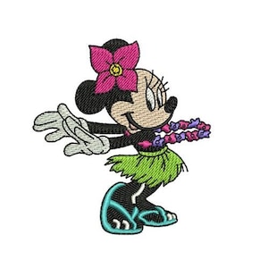 Minnie Mouse Dancing Hula Machine Embroidery Design, Disney Design, Cartoon Pattern, Mickey & Friends Character, Minnie Mouse Embroidery