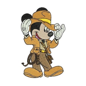 Indiana Mickey Mouse Embroidery Design, Mickey & Friends Embroidery Pattern, Mickey Mouse Embroidery, Disney Design, Adventurous Mickey