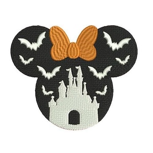 Halloween Castles and Bats in Mickey Mouse Head Machine Embroidery Design, Disney Design, Cartoon Embroidery Pattern, Mickey & Friends