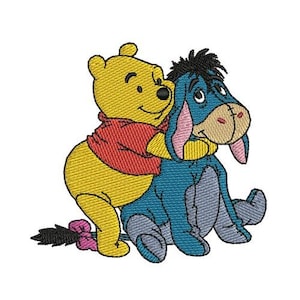 Winnie the Pooh umarmt Eeyore Maschinenstickerei, Disney Shy Donkey Design, Cartoon Stickdatei, Winnie The Pooh Stickerei