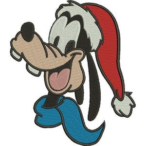 Christmas Santa Goofy Machine Embroidery Design, Disney Character Design, Cartoon Dog Embroidery Pattern, Mickey & Friends Character