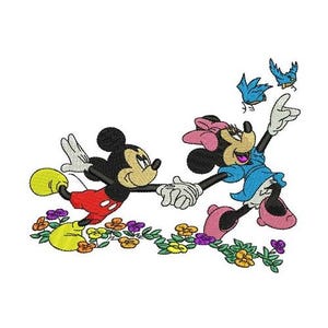 Couple Mickey & Minnie Mouse Skipping Machine Embroidery Design, Disney Design, Valentines Sweethearts Pattern, Mickey and Minnie Embroidery