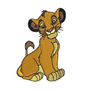 Smiling Simba Sitting Machine Embroidery Design, Disney Baby Lion Design, The Lion King Character Design, Cartoon Embroidery Pattern