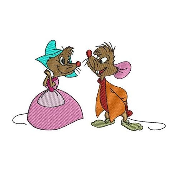 Jaq & Mary Mouse Embroidery Design - 3 sizes, Cinderella Character Embroidery Pattern, Cartoon Mouse Embroidery, Disney Design