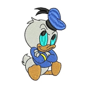 Thinking Baby Donald Duck Machine Embroidery Design, Disney Character Design, Donald Duck Character Embroidery Pattern