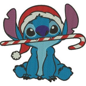Ricamo a macchina con motivo a punto di Babbo Natale e bastoncino di zucchero - 4 misure, disegno del personaggio Disney, motivo di ricamo dei cartoni animati