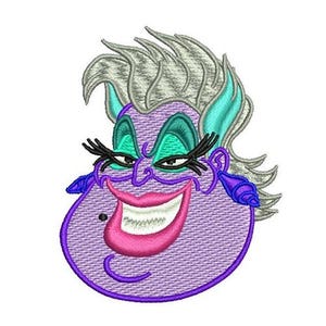 Ursula Face Machine Embroidery Design, Disney Villain Design, The Little Mermaid Character Lace Design, Disney Sea Witch, Fantasy Creature