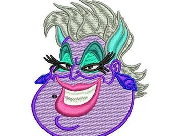 Ursula Face Machine Embroidery Design, Disney Villain Design, The Little Mermaid Character Lace Design, Disney Sea Witch, Fantasy Creature