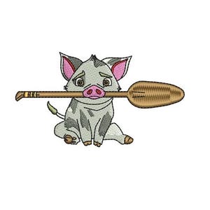 Pua with Stick in Mouth Machine Embroidery Design, Disney Character Design, Cartoon Embroidery Pattern, Moana Pet Pig Embroidery