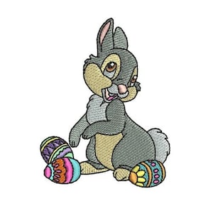 Thumper with Easter Eggs Machine Embroidery Design, Disney Character Design, Cartoon Rabbit Embroidery Pattern, Bambi Best Friend Embroidery
