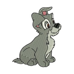 Welpen Tramp Maschinenstickerei, Disney Design, Lady und the Tramp Character Design, Cartoon Hund Stickmuster, Stray Dog Design