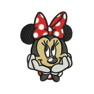 Thinking Minnie Mouse Embroidery Design, Disney Design, Mickey & Friends Character Embroidery Pattern, Minnie Mouse Embroidery