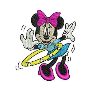 Hula hoop Minnie Mouse Machine Embroidery Design, Mickey & Friends Character Embroidery Pattern, Minnie Mouse Embroidery, Disney Design