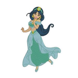 Sultana Princess Jasmine Posing Machine Embroidery Design, Disney Princess Embroidery Pattern, Aladdin Character Embroidery Design