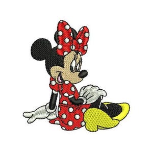 Relaxed Minnie Mouse Sitting Machine Embroidery Design, Disney Mickey & Friends Character Embroidery Pattern, Minnie Mouse Embroidery