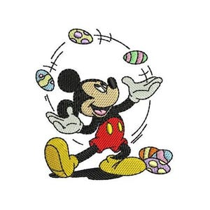 Mickey Mouse Juggling Easter Eggs Machine Embroidery Design, Mickey & Friends Character Embroidery Pattern, Mickey Mouse Embroidery