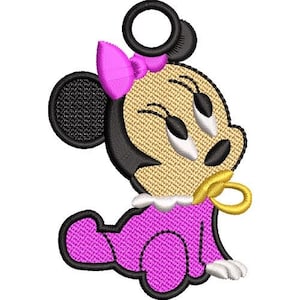 FSL Baby Minnie Mouse with Pacifier Machine Embroidery Design - 3 sizes, Disney Character Lace Design, Mickey & Friends Embroidery Pattern