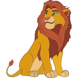 Diseño de bordado a máquina del león Mufasa (2 tamaños), diseño de bordado de personajes de Disney, patrón de bordado del personaje de El Rey León
