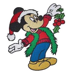 Christmas Santa Mickey Mouse Machine Embroidery Design, Cartoon Embroidery Pattern, Disney Mouse Character Design, Mickey Mouse Embroidery