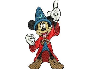Fantasy Wizard Mickey Mouse machineborduurontwerp, Disney-personageontwerp, Mickey & Friends-borduurpatroon karakter