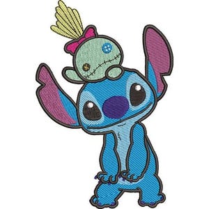 Stitch & Scrump Machine Embroidery Design, Disney Character Design, Cartoon Embroidery Pattern, Lilo and Stitch Embroidery Design