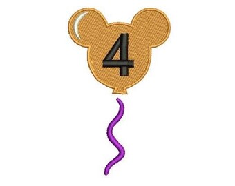 Diseño de bordado a máquina de Mickey Mouse Flying Balloon 4, diseño de personajes de Disney, patrón de bordado de Mickey y sus amigos