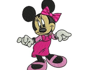 Pink Minnie Mouse Machine Embroidery Design, Disney Design, Cartoon Pattern, Mickey & Friends Character, Minnie Mouse Embroidery