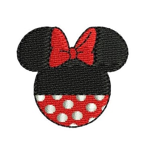 Polka Dot Minnie Head Silhouette Machine Embroidery Design, Cartoon Pattern, Mickey & Friends Character, Minnie Mouse Embroidery