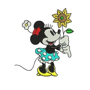 Minnie Mouse and Sunflower Machine Embroidery Design, Mickey & Friends Character Embroidery Pattern, Minnie Mouse Embroidery, Disney Design
