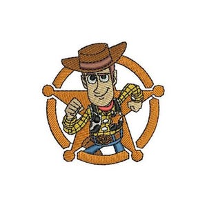 Woody Sheriff Badge Machine Embroidery Design, Disney Design, Cartoon Embroidery Pattern, Toy Story Character Design, Woody Embroidery