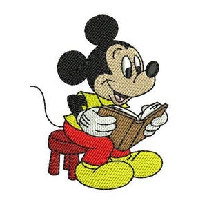 Mickey Mouse Reading Machine Embroidery Design, Disney Design, Mickey & Friend Character Embroidery Pattern, Mickey Mouse Embroidery