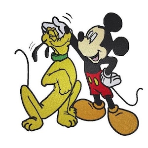Mickey Petting Pluto Machine Embroidery Design, Disney Character Design, Cartoon Dog Embroidery Pattern, Mickey & Friends Character Design