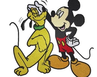 Mickey Petting Pluto Machine Embroidery Design, Disney Character Design, Cartoon Dog Embroidery Pattern, Mickey & Friends Character Design