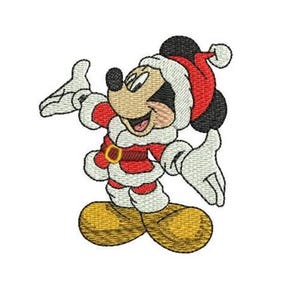 Santa Mickey Mouse Machine Embroidery Design - 2 sizes, Christmas Mickey Embroidery Pattern, Disney Mouse Design, Cartoon Embroidery Design